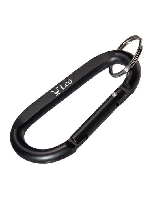 Black Carabiner & Key Ring w/Leo Logo