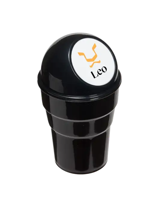 Black Car Cup Holder Trash Can w/Leo Logo