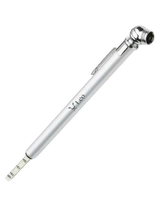Quick View Silver Tire Gauge w/Leo Logo