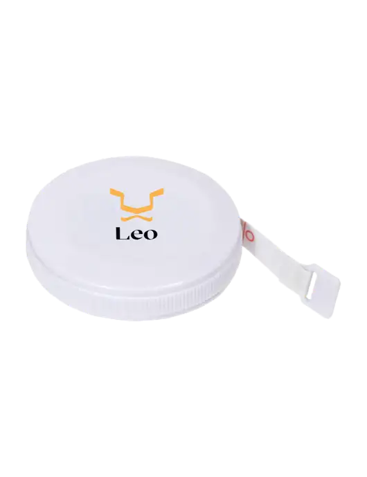 White Round Tape Measure w/Leo Logo