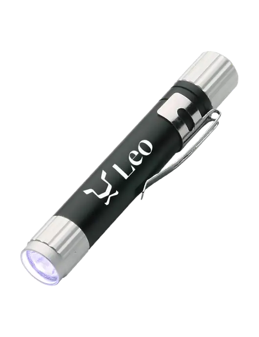 Black Aluminum LED Penlight w/Leo Logo
