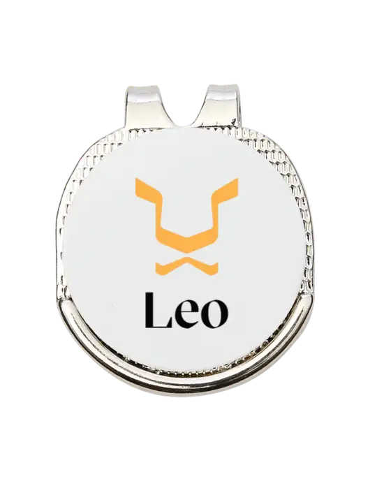 Antique Silver Hat Clip w/Golf Ball Marker w/Leo Logo