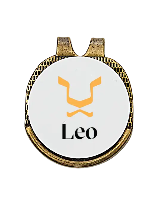 Antique Gold Hat Clip w/Golf Ball Marker w/Leo Logo