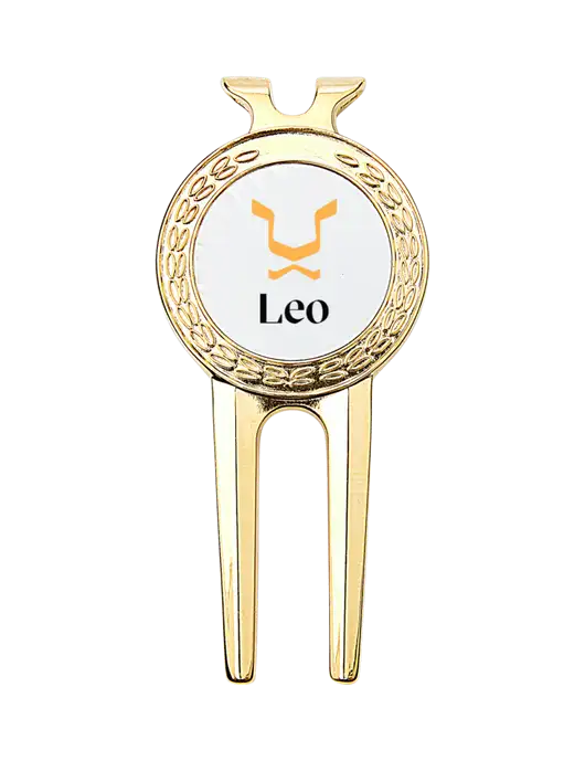 Gold Divot Tool, 1.5 x 3 w/Leo Logo