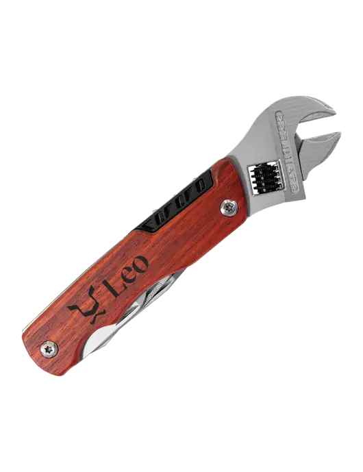 Wood Handle Wrench Multi Tool with Case w/Leo Logo