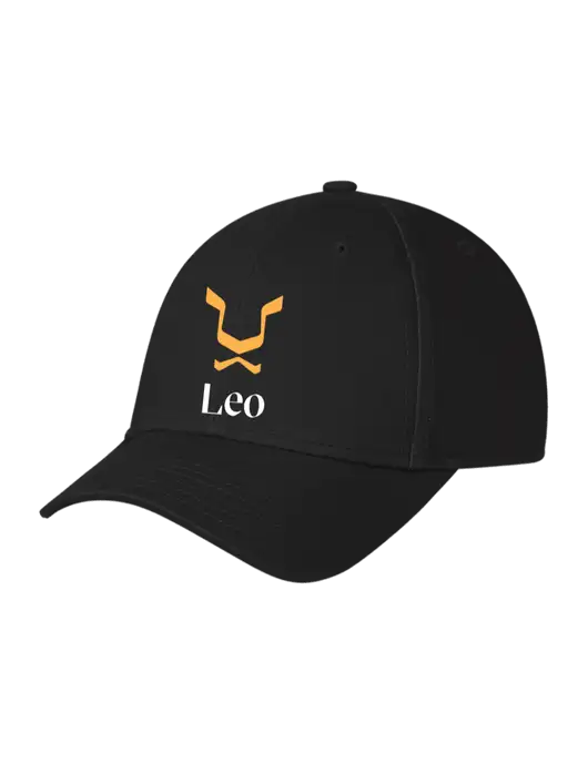 Black Structured Cap Hook & Loop w/Leo Logo
