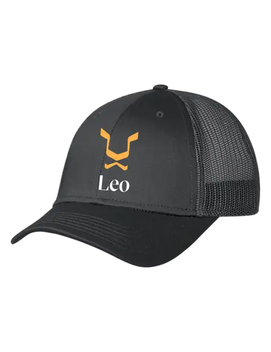 Charcoal Mesh Trucker Cap Snap Back w/Leo Logo
