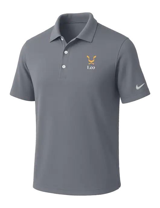 NIKE Medium Grey Dri-Fit Micro Pique Polo w/Leo Logo