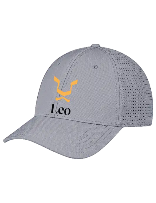 Grey Performance Stretchable Cap Hook & Loop w/Leo Logo