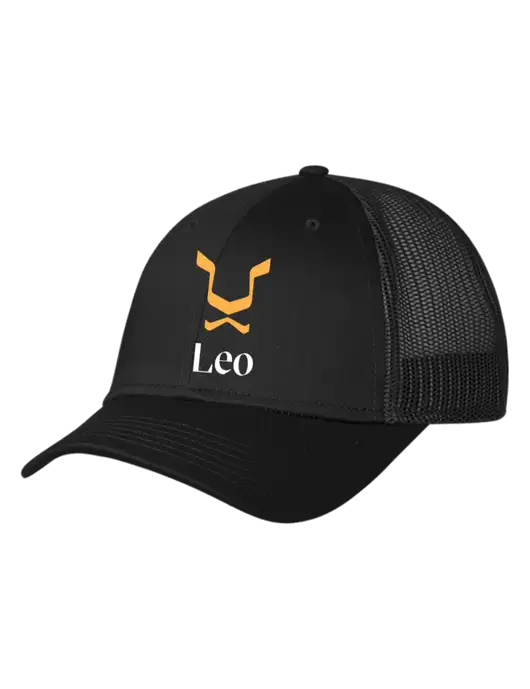 Black Mesh Trucker Cap Snap Back w/Leo Logo