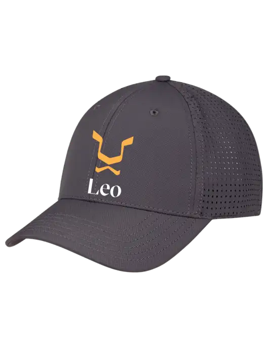 Charcoal Performance Stretchable Cap Hook & Loop w/Leo Logo
