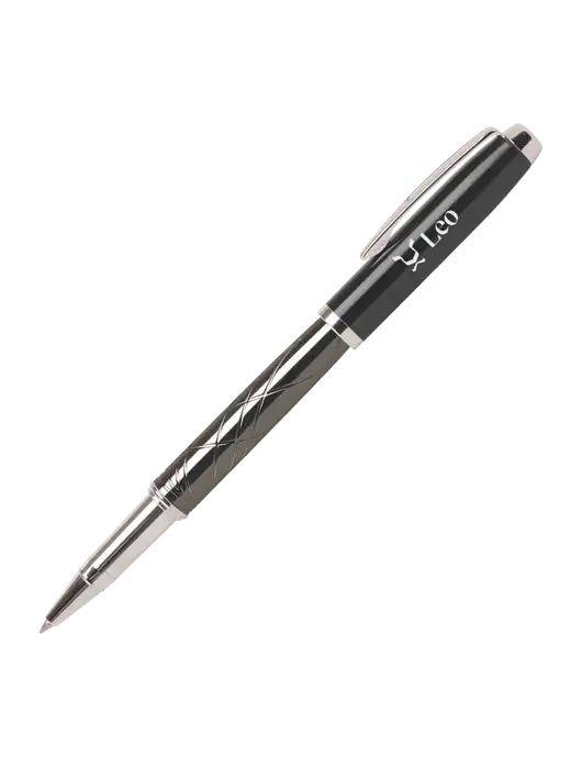 Modernist Black Rollerball Pen - Black Ink w/Leo Logo