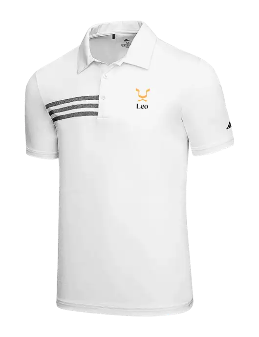 Adidas White 3 Stripes Chest Polo w/Leo Logo