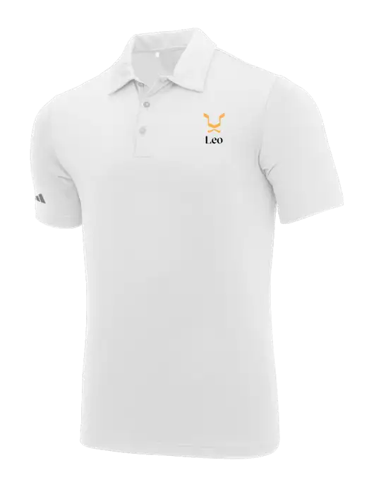 Adidas White Ultimate Solid Polo w/Leo Logo