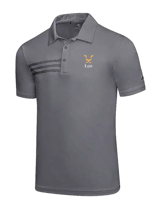 Adidas Medium Grey 3 Stripes Chest Polo w/Leo Logo