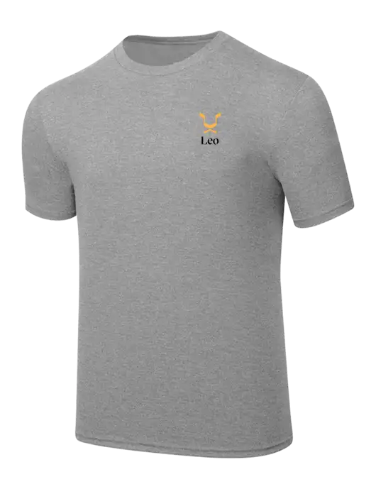 Simply Soft Heathered Light Grey 4.5oz  Poly/Combed Ring Spun Cotton T-Shirt w/Leo Logo