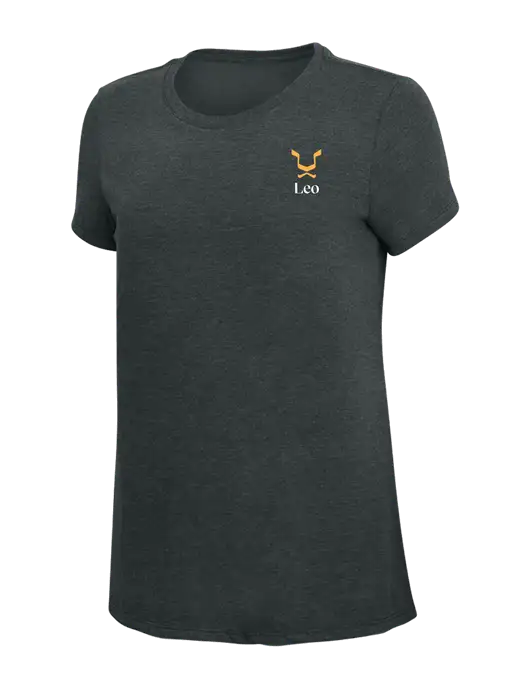 Womens Simply Soft Black Frost 4.5oz Poly/Combed Ring Spun Cotton T-Shirt w/Leo Logo