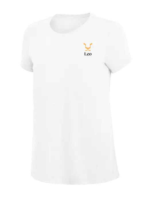 Womens Simply Soft White 4.5oz Poly/Combed Ring Spun Cotton T-Shirt
 w/Leo Logo