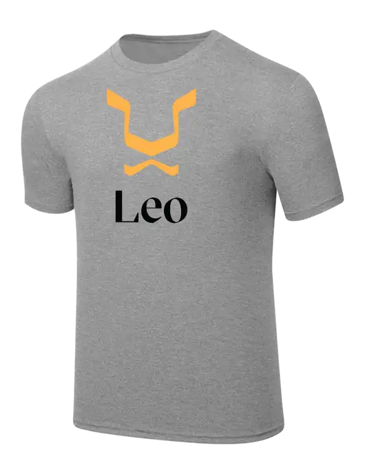 Simply Soft Heathered Light Grey 4.5oz  Poly/Combed Ring Spun Cotton T-Shirt w/Leo Logo