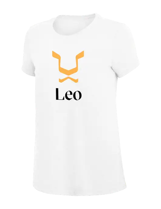 Womens Simply Soft White 4.5oz Poly/Combed Ring Spun Cotton T-Shirt
 w/Leo Logo
