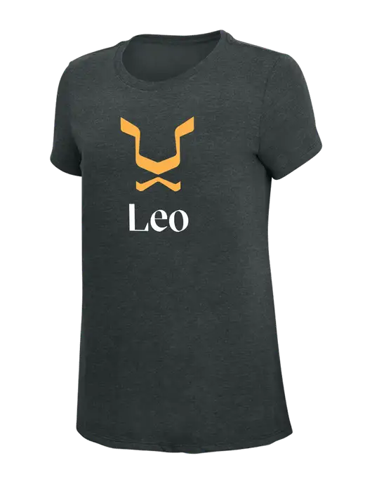 Womens Simply Soft Black Frost 4.5oz Poly/Combed Ring Spun Cotton T-Shirt w/Leo Logo