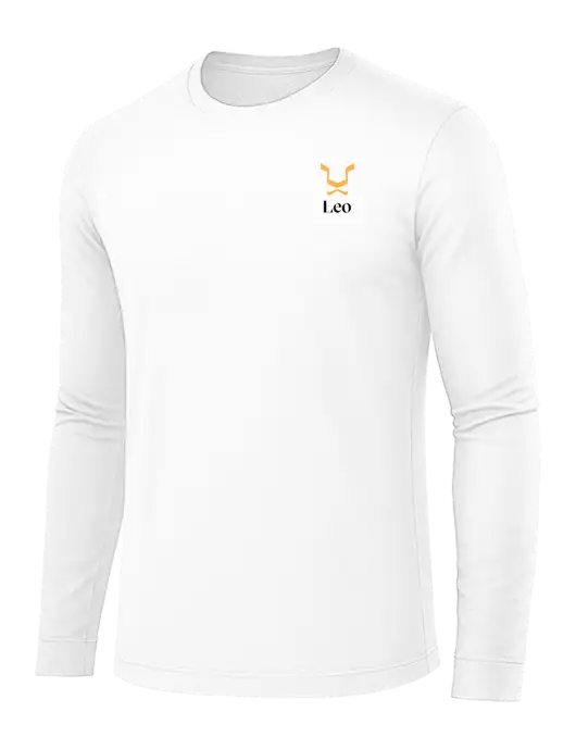 Long Sleeve White PosiCharge Competitor Tee w/Leo Logo