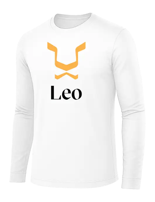 Long Sleeve White PosiCharge Competitor Tee w/Leo Logo
