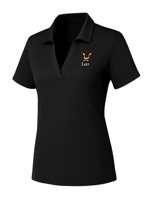 Womens Black PosiCharge RacerMesh Polo w/Leo Logo
