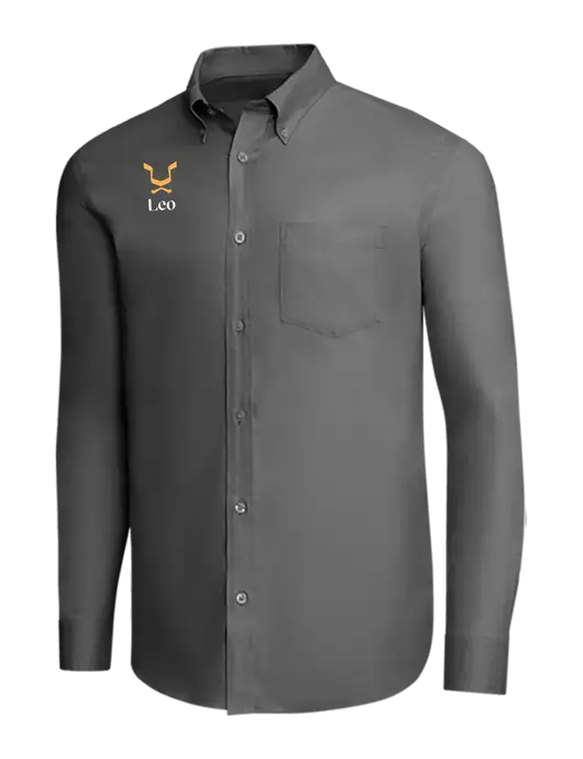 Brooks Brothers Dark Grey Wrinkle-Free Stretch Pinpoint Shirt w/Leo Logo