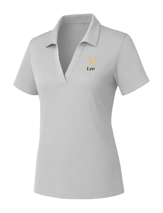 Womens Light Grey PosiCharge RacerMesh Polo w/Leo Logo