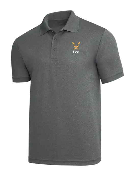 Medium Grey Heather PosiCharge RacerMesh Polo w/Leo Logo