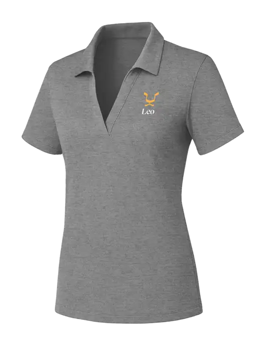 Womens Medium Grey Heather PosiCharge RacerMesh Polo w/Leo Logo