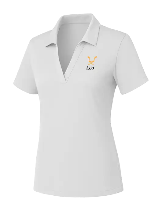Womens White PosiCharge RacerMesh Polo w/Leo Logo