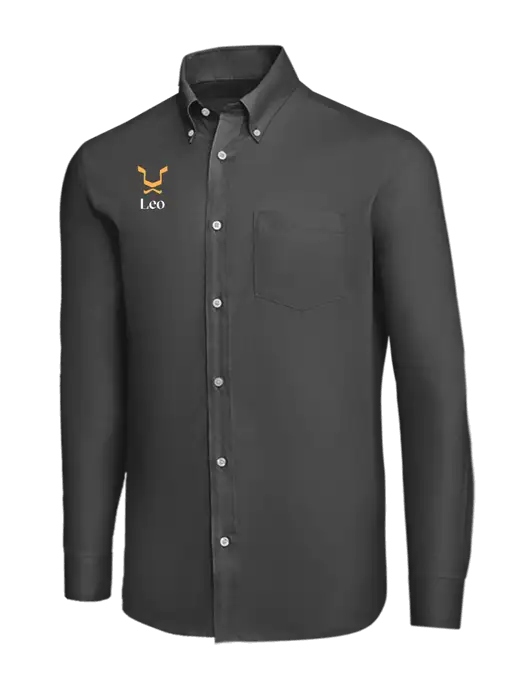 Brooks Brothers Dark Grey Wrinkle-Free Stretch Nailhead Shirt w/Leo Logo