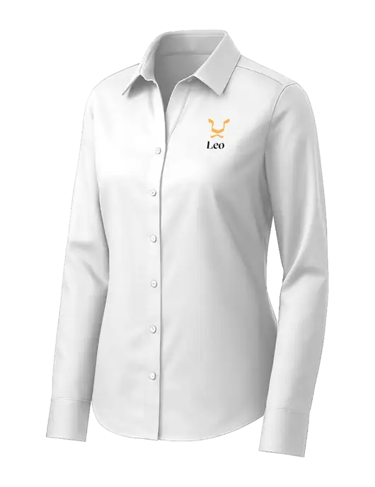Brooks Brothers Womens White Wrinkle-Free Stretch Pinpoint Shirt w/Leo Logo