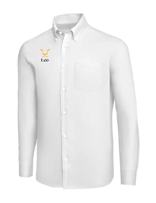 Brooks Brothers White Wrinkle-Free Stretch Nailhead Shirt w/Leo Logo