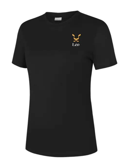 Womens Black PosiCharge Competitor Tee w/Leo Logo