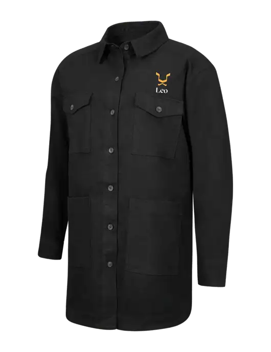 Mercer+Mettle Womens Black Long Sleeve Twill Overshirt w/Leo Logo