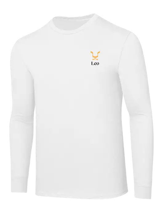 Core Blend White Long Sleeve Tee w/Leo Logo
