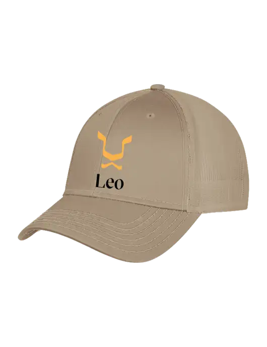 Khaki Mesh Trucker Cap Snap Back w/Leo Logo