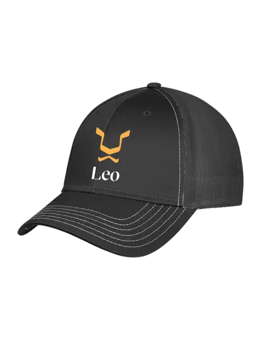 Charcoal Grey Mesh Trucker Cap Snap Back w/Leo Logo
