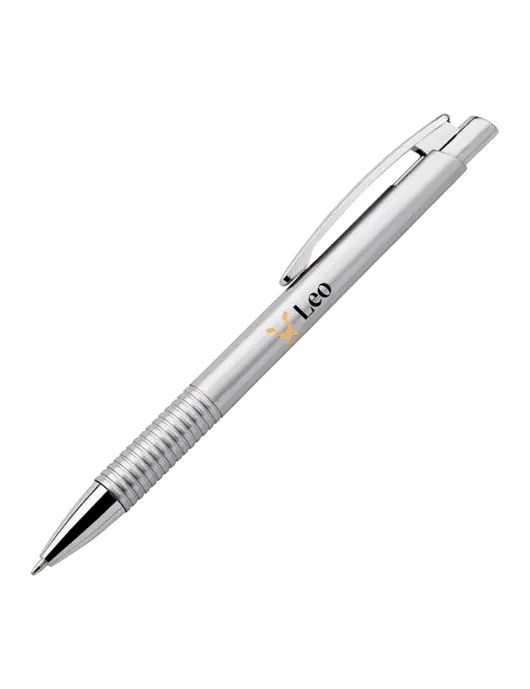 Malay Silver Ballpoint Pen - Blue Ink w/Leo Logo