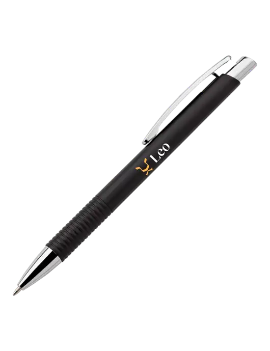 Malay Black Ballpoint Pen - Blue Ink w/Leo Logo