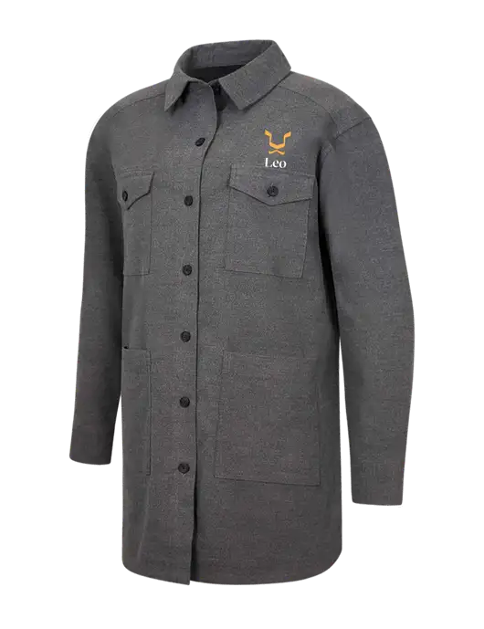 Mercer+Mettle Womens Medium Grey Heather Long Sleeve Twill Overshirt w/Leo Logo