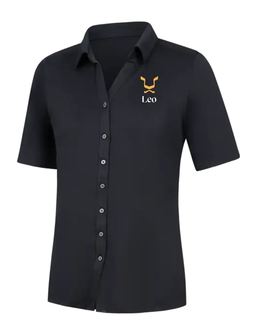 Womens Black City Stretch Top w/Leo Logo