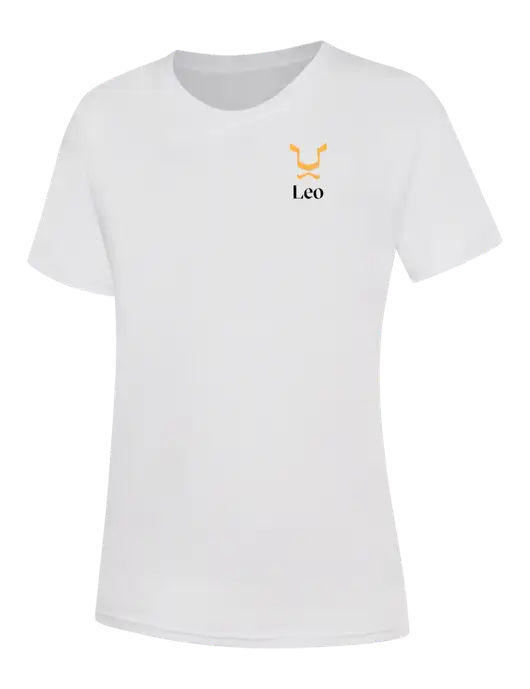 Womens White Core Blend Tee w/Leo Logo