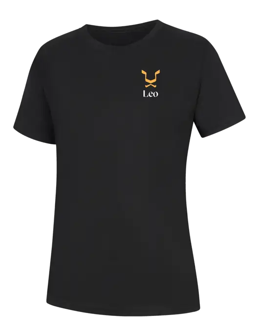 Womens Black Core Blend Tee w/Leo Logo
