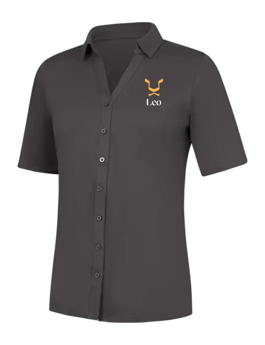 Womens Dark Grey City Stretch Top w/Leo Logo