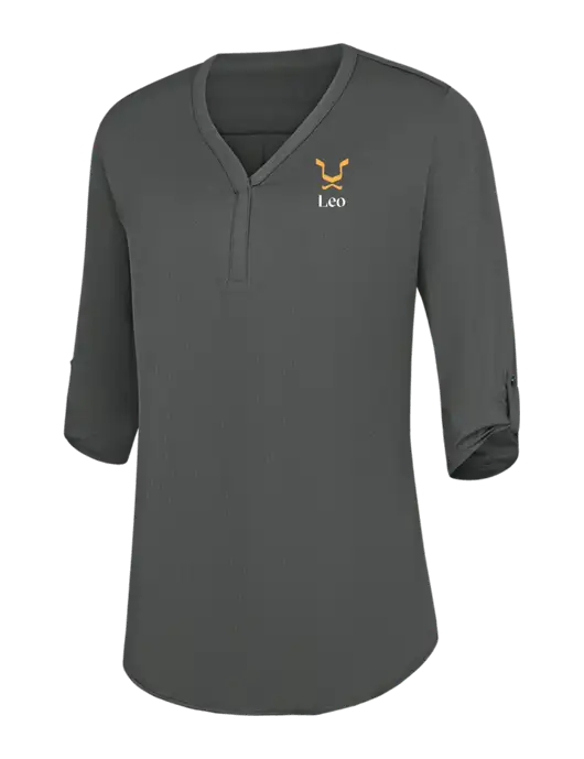 Womens Dark Grey City Stretch 3/4-Sleeve Tunic w/Leo Logo