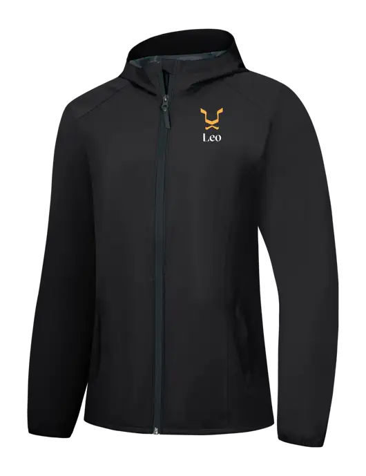 Womens Black Essential Rain Jacket w/Leo Logo